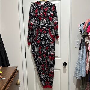 Festive‎ Christmas Cat Hooded Zip-Up Onesie XS/Small Jumpsuit